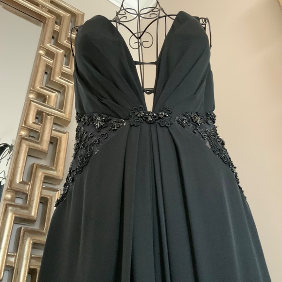 Stephen Yearick Gorgeous Black Silk  Beaded Gown  Sz 10 Glamorous *NWT - Picture 4 of 15